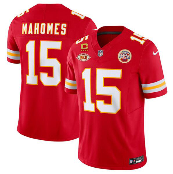 Men’s Kansas City Chiefs #15 Patrick Mahomes Red 2024 F.U.S.E. With "NKH" Patch And 4-star C Patch Vapor Untouchable Limited Stitched Jersey